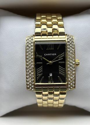 Топ! жіночий годинник на браслеті cartier золотого кольору