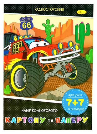 Набір кольорового паперу та картону а-4 ап-1301-02, 7+7 аркушів