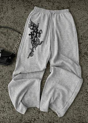Жіночі спортивні трикотажні повсякденні штани брюки з малюнком