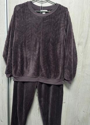 Теплий жіночий домашній костюм або піжама 52-54.р (колір бургунді)