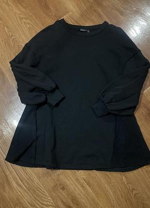 Світшот на флісі оверсайз вільного крою подовжений об’ємні рукави чорний asos 10 оверсайз