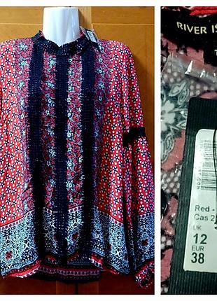 Нова 100% віскоза красива блуза в богемному стилі бохо з мереживом р .12/ 38 від river island