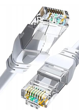 Патч-корд белый cat 6a rj45 круглый 0.5 м, сетевой кабель 10 гбит/с (lan кабель)