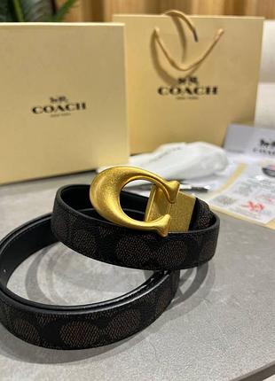 💫 coach c hardware reversible belt canvas/gold 118 x 2.5 см