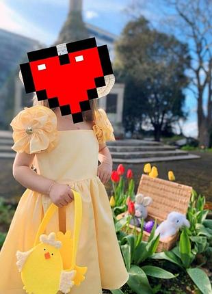 Сукня 121, р.130, атлас+бавовна+шифон, жовтий