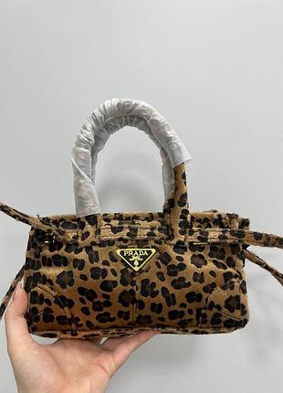 💎 prada bonnie mini printed leather handbag honey 24 х 13 х 7 см