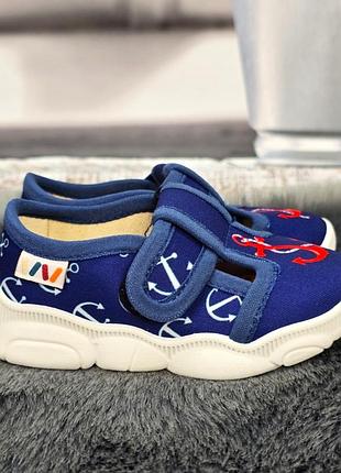 Тапочки дитячі для хлопчика weestep сині на липучках 5875-2