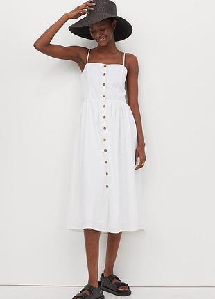 Льняное платье миди, сарафан (лен, хлопок)