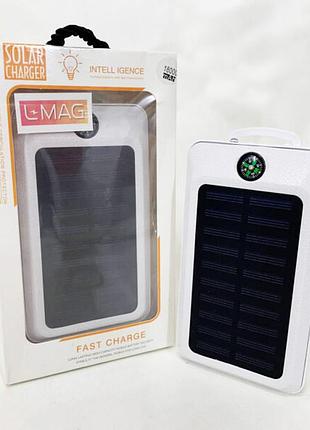 Умб power bank solar 18000 mah мобильное зарядное с солнечной панелью и лампой, power bank charger white
