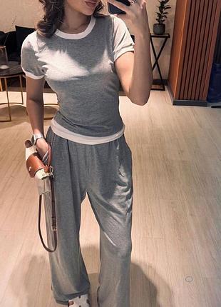 Женский костюм двойка с белыми вставками