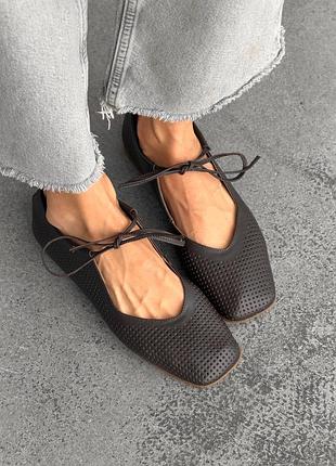 Балетки коричневые кожаные