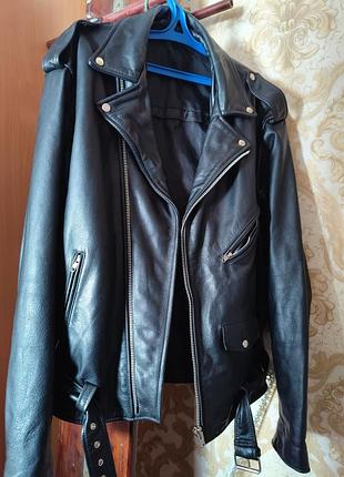 Чоловіча шкіряна куртка косуха з натуральної шкіри буйвола