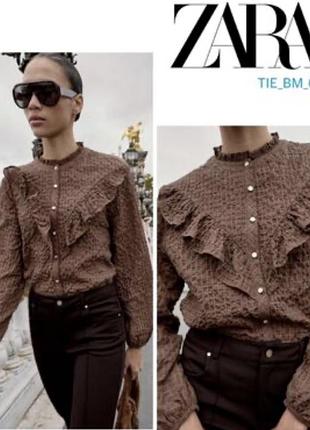 Сорочка zara шоколадна коричнева  клітинка, бохо xs s