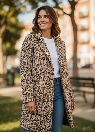Женское пальто с леопардовым принтом