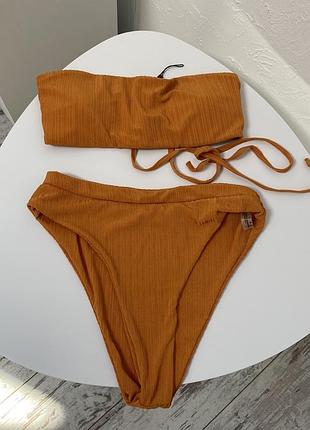 Zaful новий крутий кораловий роздільний купальник