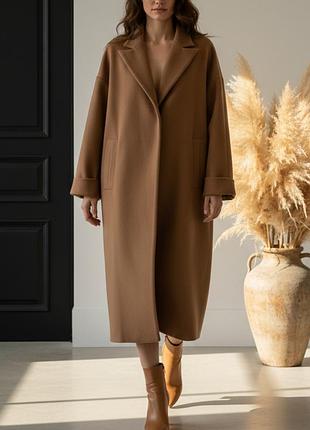 Объемное легкое пальто bazhane длинное пальто кэмел