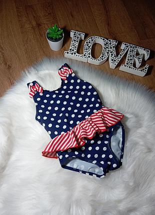 Дитячий суцільний купальник в горох на 18-24 міс