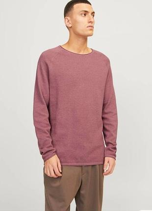 Джемпер мужской базовый пудрового цвета тоненький от jack jones