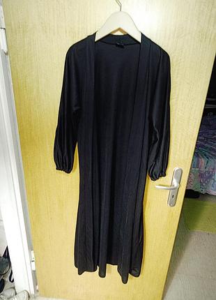 Довгий чорний кардиган або накидка рукава на гумці розмір 52-54 без ґудзиків, гарний усе ціле терміни відправлення уточнюйте