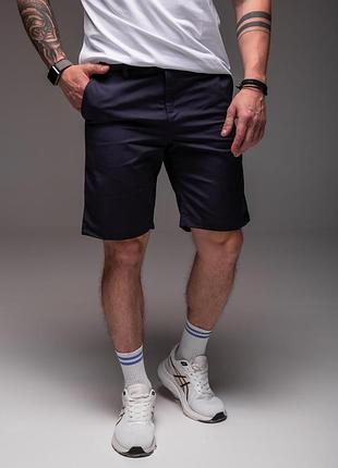 Чоловічі темно-сині шорти під ремінь котон