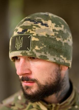Флисовая шапка герб пиксель вт7673