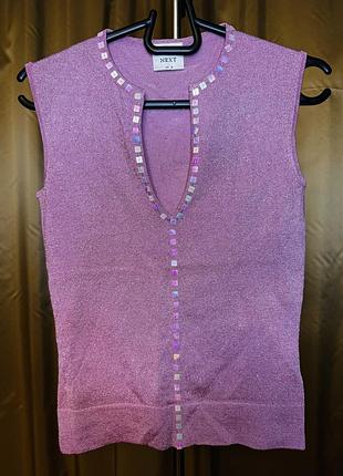 Гарний рожевий блискучий топ кофтинка від next