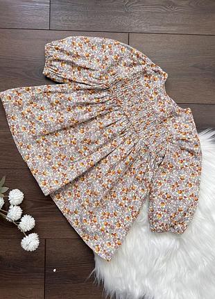 Бежева сукня плаття довгий рукав на весну для дівчинки 1,5-2 роки 86 92 см вайкікі waikiki з квітами