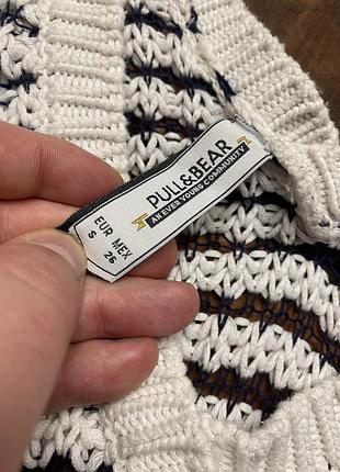 Женская полосатая вязаная кофта (свитер) pull&bear (пулл энд биар срр идеал оригинал сине-белая) 3