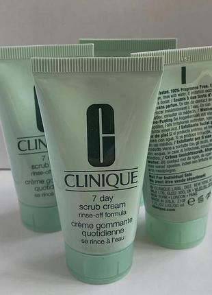 Оригінал. clinique 7 day scrub cream rinse-off formula очищуючий пілінг для щоденного використання 👉🏻обʼєм 30 мл