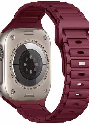 Силиконовый ремешок defense для apple watch 38/40/41/42mm(ser.10) (140-190mm) wine red