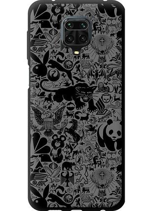 Чехол tpu на телефон xiaomi redmi note 9 pro чёрно-серый стикер бомбинг "2432b-1911-58250"
