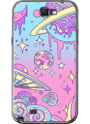 Чехол 2d пластиковый на телефон samsung galaxy note 2 n7100 розовая галактика "4146t-17-58250"