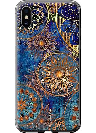 Чехол 2d пластиковый на телефон iphone xs золотой узор "678t-1583-58250"
