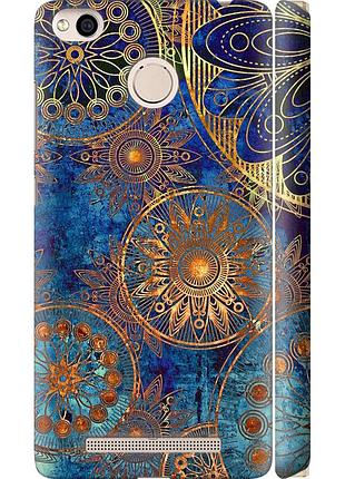 Чехол 3d пластиковый матовый на телефон xiaomi redmi 3x золотой узор "678m-441-58250"