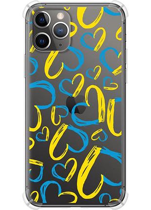 Чехол силикон с усиленными углами патриотический на телефон iphone 11 pro max сердца ua "5292sp-1723-58250"