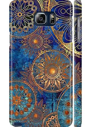 Чехол 3d пластиковый матовый на телефон samsung galaxy note 5 n920c золотой узор "678m-127-58250"