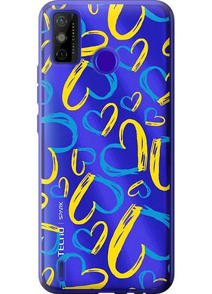 Чехол силиконовый патриотический на телефон tecno spark 6 go ke5 сердца ua "5292u-2452-58250"