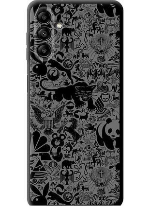 Чехол tpu на телефон samsung galaxy a04s чёрно-серый стикер бомбинг "2432b-2877-58250"