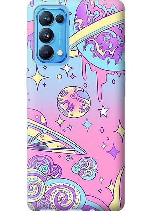 Чехол силиконовый на телефон oppo reno5 pro розовая галактика "4146u-2239-58250"
