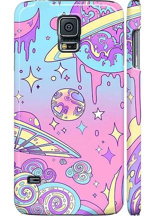 Чехол 3d пластиковый матовый на телефон samsung galaxy s5 duos sm g900fd розовая галактика "4146m-62-58250"