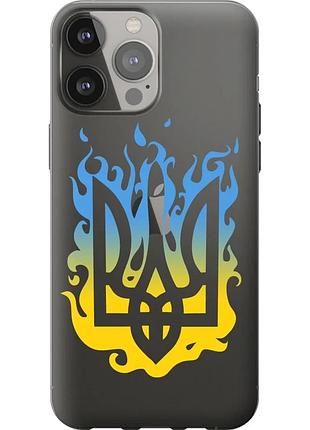Чохол силіконовий патріотичний на телефон iphone 13 pro max герб v1 "5258u-2371-58250"
