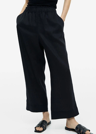 Лляні штани завдовжки до щиколотки h&amp;m розмір s чорні широкі