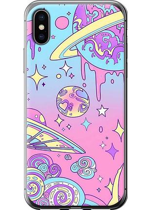 Чехол 2d пластиковый на телефон iphone xs розовая галактика "4146t-1583-58250"