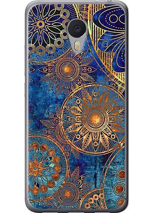 Чехол 2d пластиковый на телефон meizu m3 note золотой узор "678t-256-58250"