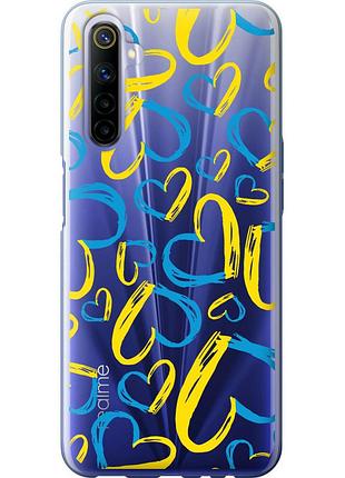 Чохол 2d пластиковий патріотичний на телефон realme 6 серця ua "5292t-1913-58250"