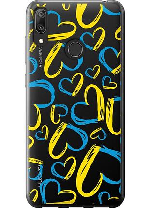 Чехол силиконовый патриотический на телефон huawei y7 2019 сердца ua "5292u-1638-58250"