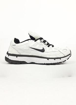 Кроссовки мужские nike p-6000 белые с черным демисезонные весна-лето-осень кожа текстиль размер 41-45 новые 11636