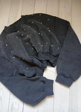 Свитшот укороченный со стразами zara