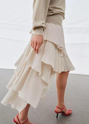 Оригінальна спідниця трапеція з воланами з нової zw колекції zara woman ♀️ new original.