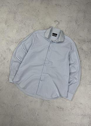 Блакитна класична сорочка massimo dutti в смужку